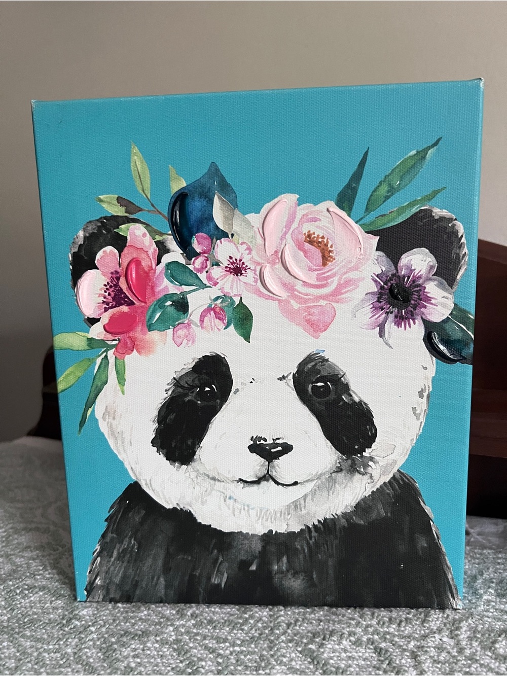 Panda Floral Canvas Wall Art 8x10”